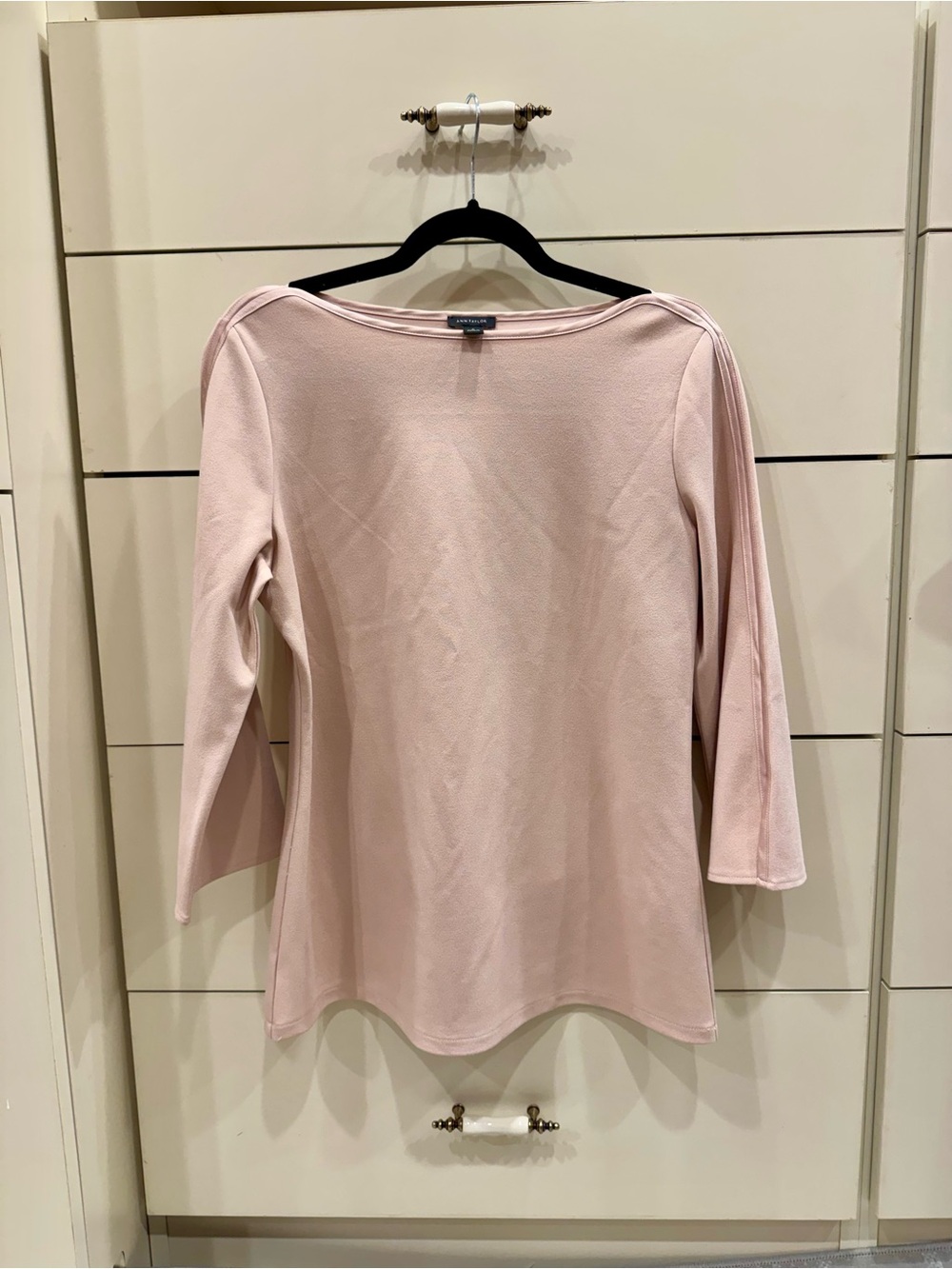 Ann Taylor Blush Pink Boatneck Long Sleeve Top